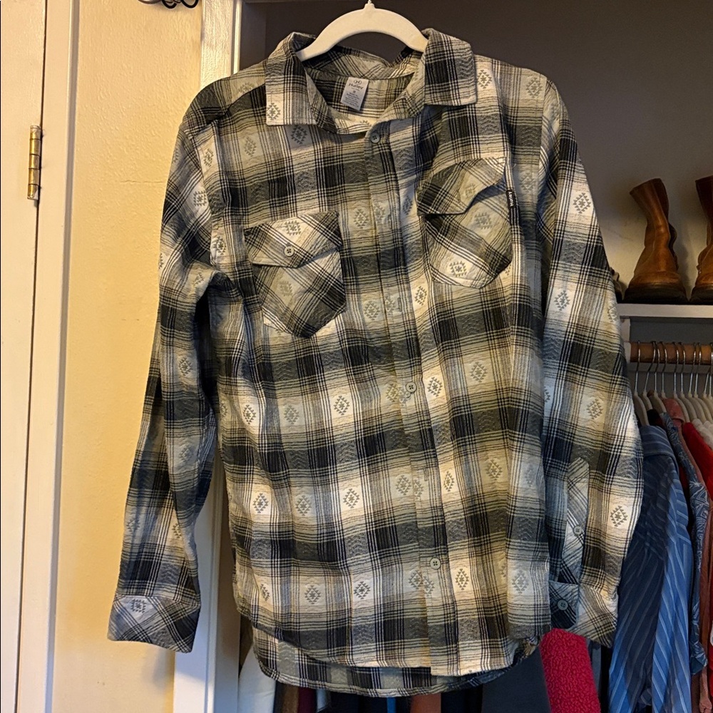 Hurley Checkered Flannel Shirt - Black and Gray